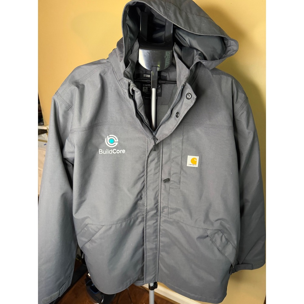Carhartt Storm Defender Jacket Mens 2XL Gray Loose Fit Hooded OJ4670-M BuildCore